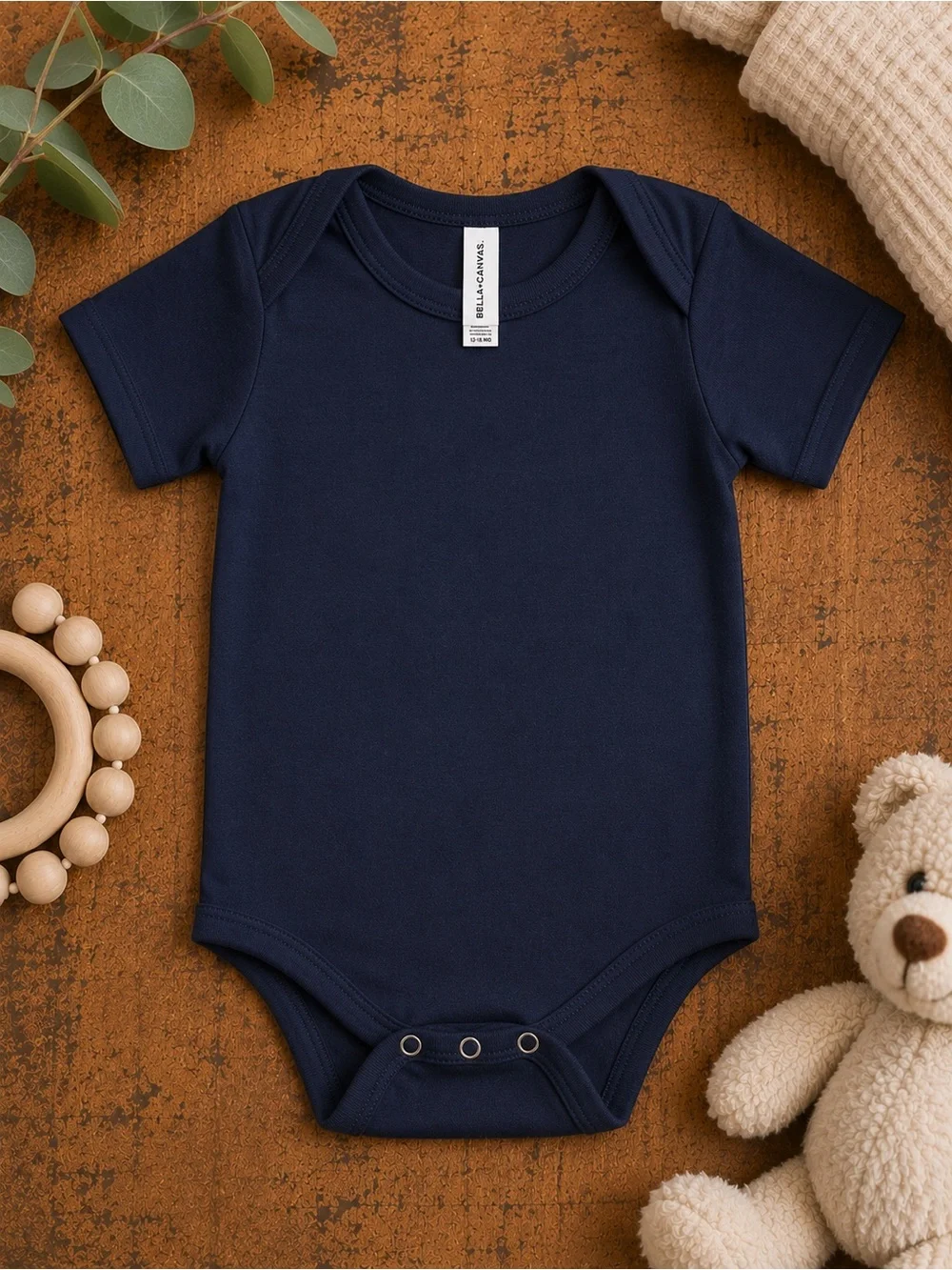 Bella Canvas Navy Short-Sleeve Baby Bodysuit